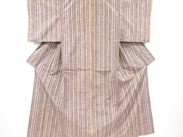 JAPANESE KIMONO / ANTIQUE KIMONO / SILK / TSUMUGI / WOVEN STRIPE